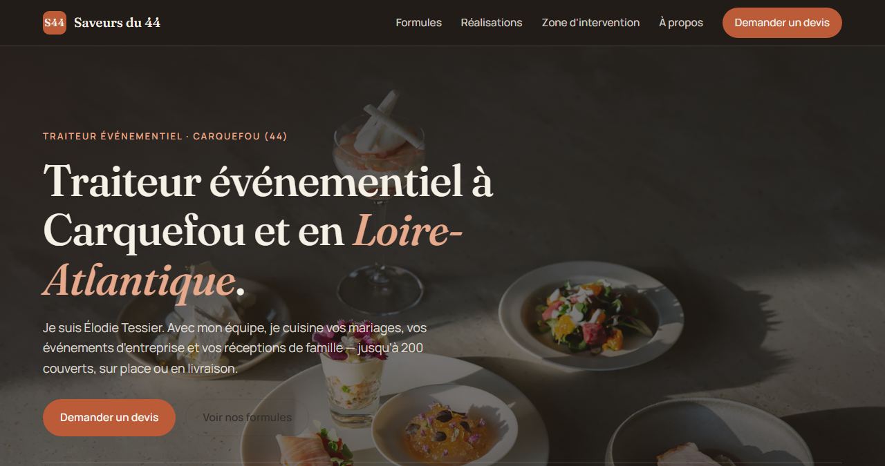 Accueil du site Saveurs du 44, hero et trois publics